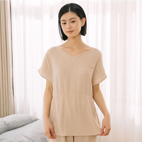 呼吸二重紗連袖腰身上衣-共2色 