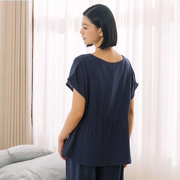 呼吸二重紗連袖腰身上衣-共2色 