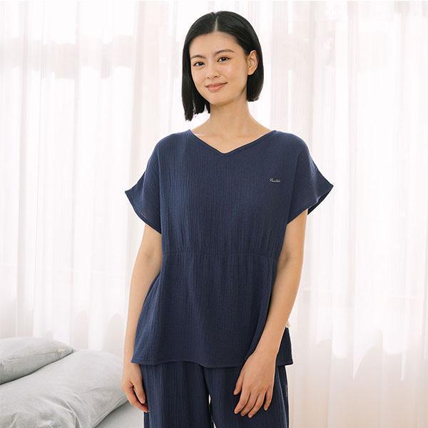 呼吸二重紗連袖腰身上衣-共2色 