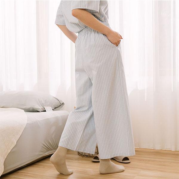 夏日清爽條紋寬褲-共2色 