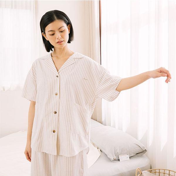 夏日清爽條紋開襟上衣-共2色 