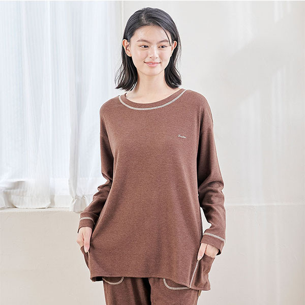 柔軟蠶絲布側口袋造型上衣套裝-共2色 