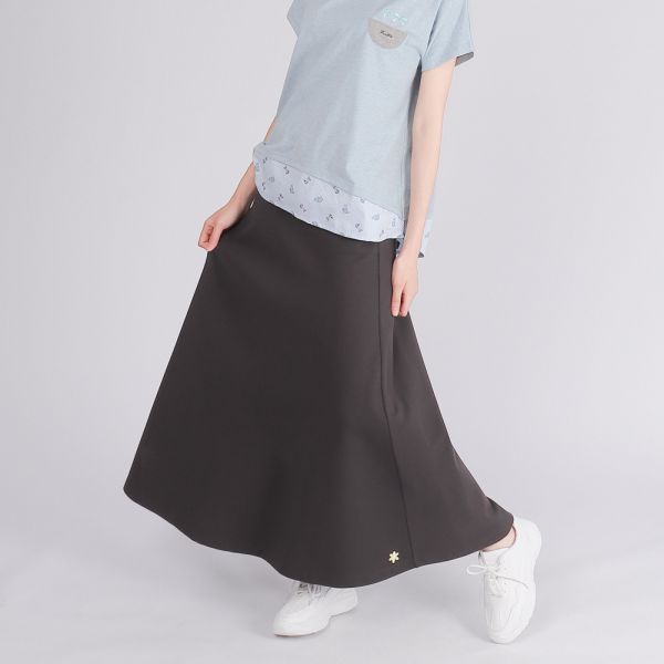 厚紡顯瘦修身A字長裙(女)-深灰 