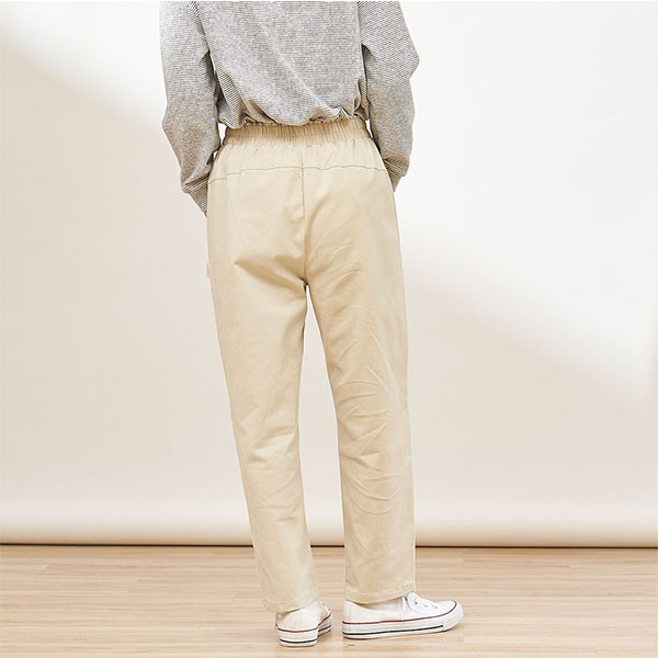 磨毛絨感剪接設計修身長褲-共2色 