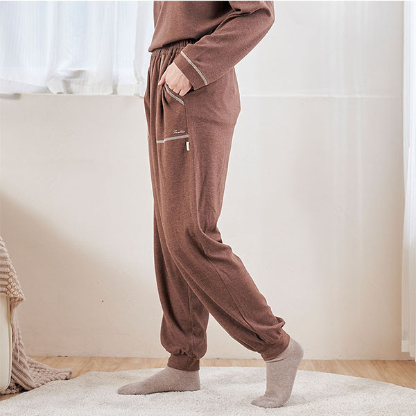 柔軟蠶絲布車線配色長褲-共2色 