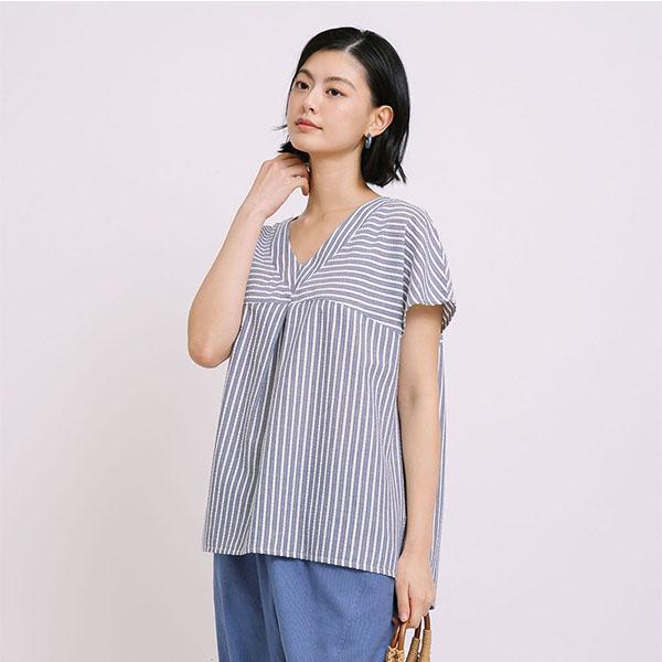 夏日清爽條紋連袖上衣-共2色 