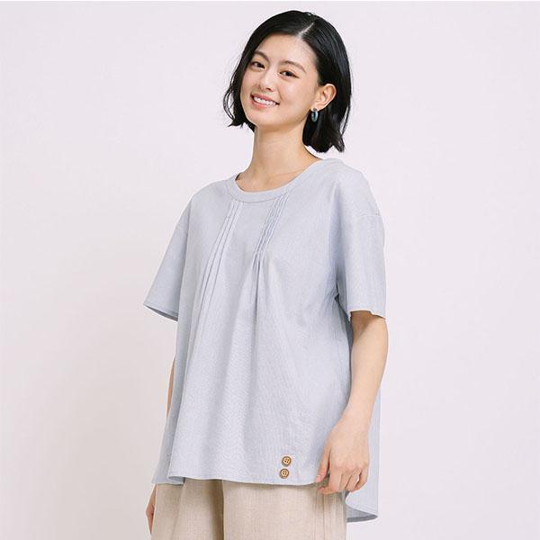 透氣棉麻釦子裝飾上衣-共2色 