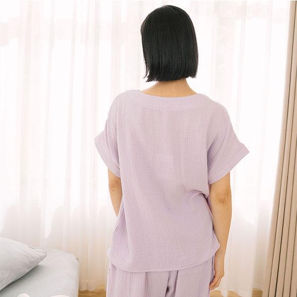 呼吸二重紗前打折連袖上衣-共2色 