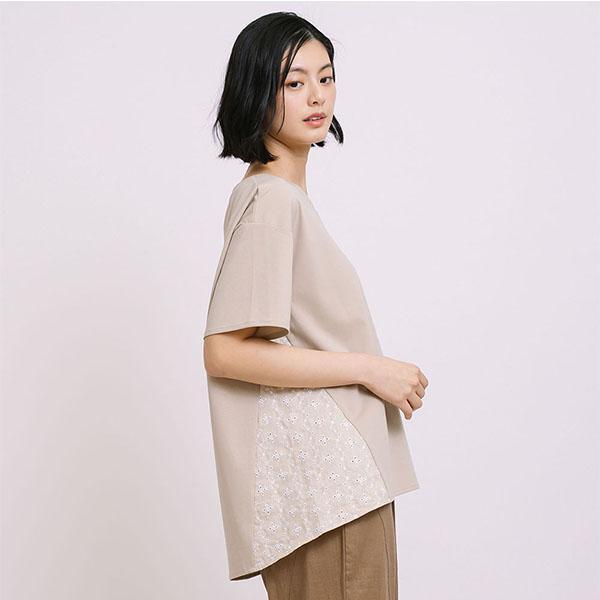 刺繡蕾絲拼接棉質上衣-共2色 