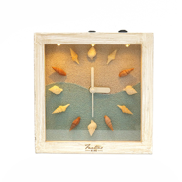 海洋深呼吸 手工木作時鐘-貝殼海洋 淺 家居品, 時鐘, 原木時鐘, 海洋時鐘, 手工時鐘, 療癒時鐘