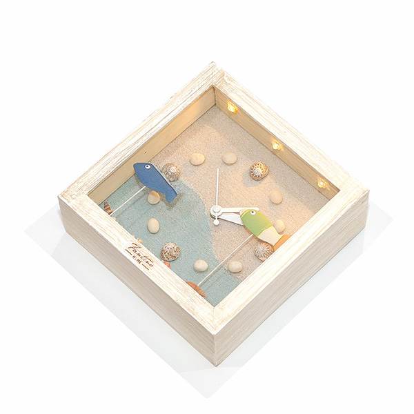 海洋深呼吸 手工木作時鐘-魚魚悠游 家居品, 時鐘, 原木時鐘, 海洋時鐘, 手工時鐘, 療癒時鐘