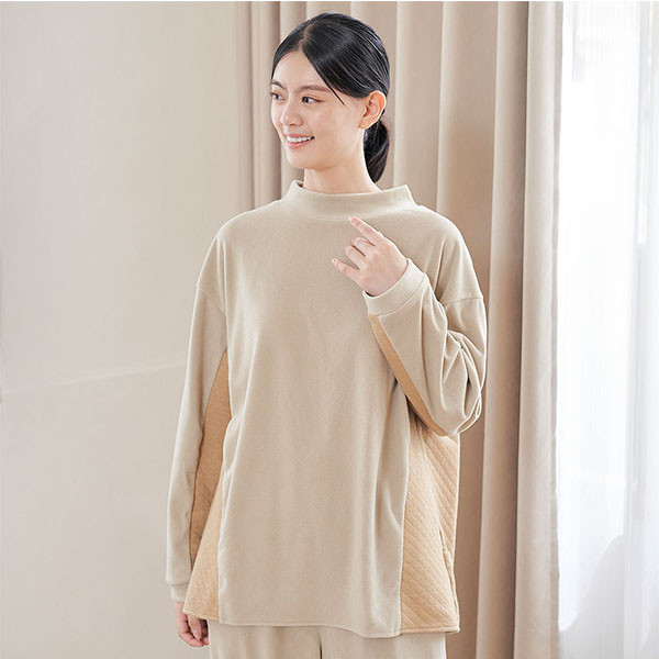 FLEECE搖粒絨半高領拼接上衣-共2色 