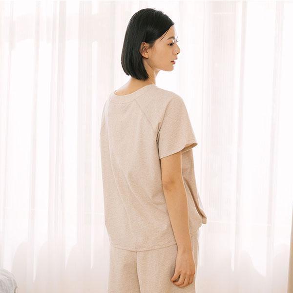 MIT有機棉車線配色三分袖上衣-共2色 