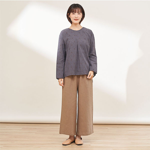 結點刺繡棉麻上衣-共2色 