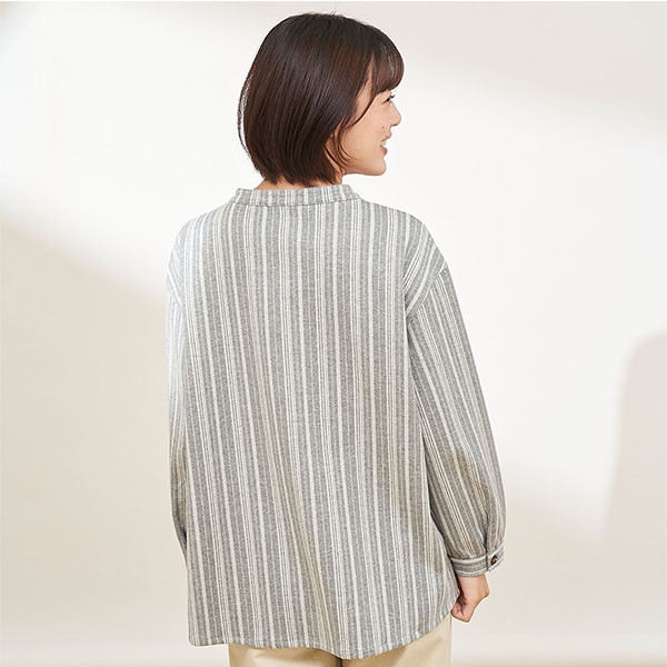 磨毛感直條半開襟上衣-共2色 