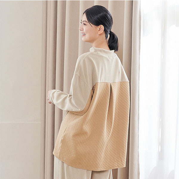 FLEECE搖粒絨半高領拼接上衣-共2色 