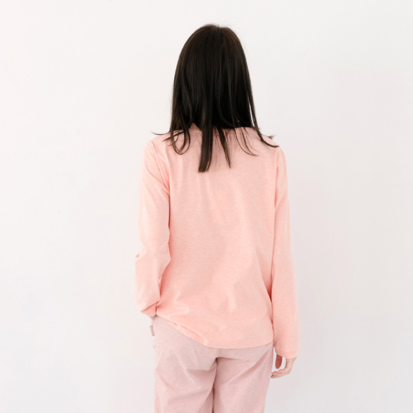 MIT有機棉不對稱衣襬開襟式家居服上衣／居家服-粉橘（衣） 睡衣,家居服,居家服,家居褲,居家褲,舒服睡衣,umorfil,膠原蛋白紗,美膚膠原蛋白,有機棉,親膚