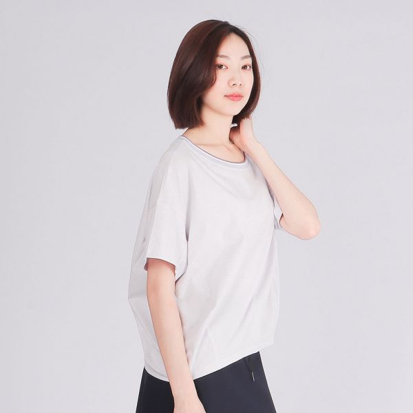 MIT有機棉修身圓領衫(女)-麻花紫 