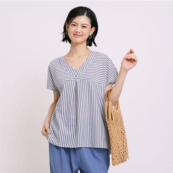 夏日清爽條紋連袖上衣-共2色 