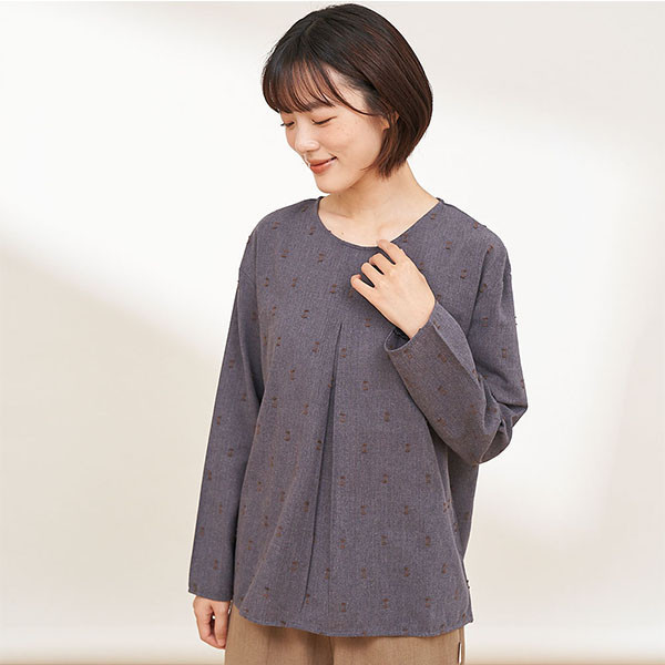 結點刺繡棉麻上衣-共2色 