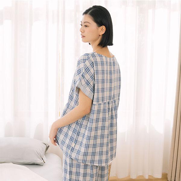 輕薄透氣格紋重紗上衣-共2色 