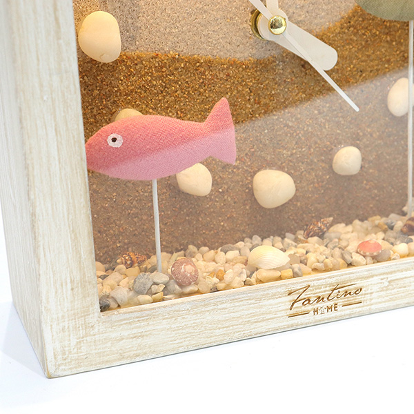 海洋深呼吸 手工木作時鐘-魚魚悠游 咖 家居品, 時鐘, 原木時鐘, 海洋時鐘, 手工時鐘, 療癒時鐘
