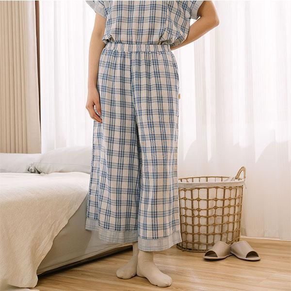 輕薄透氣格紋重紗上衣套裝-共2色 