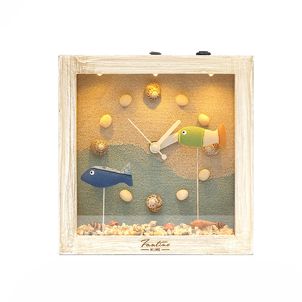 海洋深呼吸 手工木作時鐘-魚魚悠游 家居品, 時鐘, 原木時鐘, 海洋時鐘, 手工時鐘, 療癒時鐘