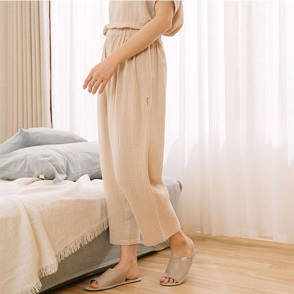 呼吸二重紗無側縫舒適長褲-共4色 