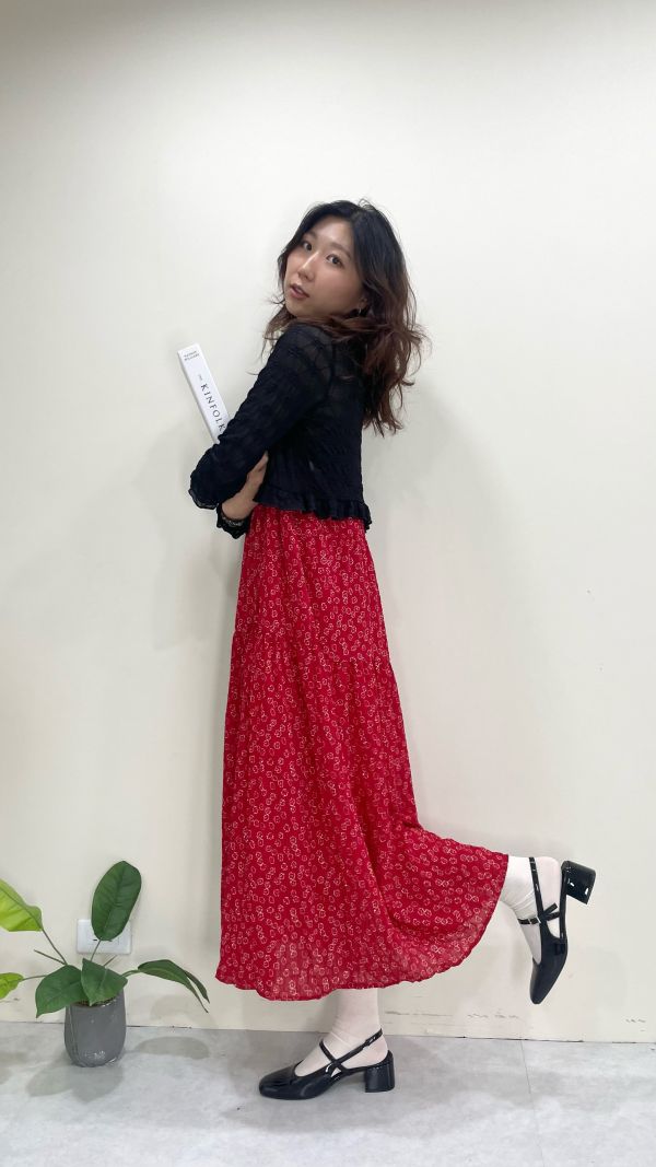 出遊約會花花洋裝 藍/紅/黑 
