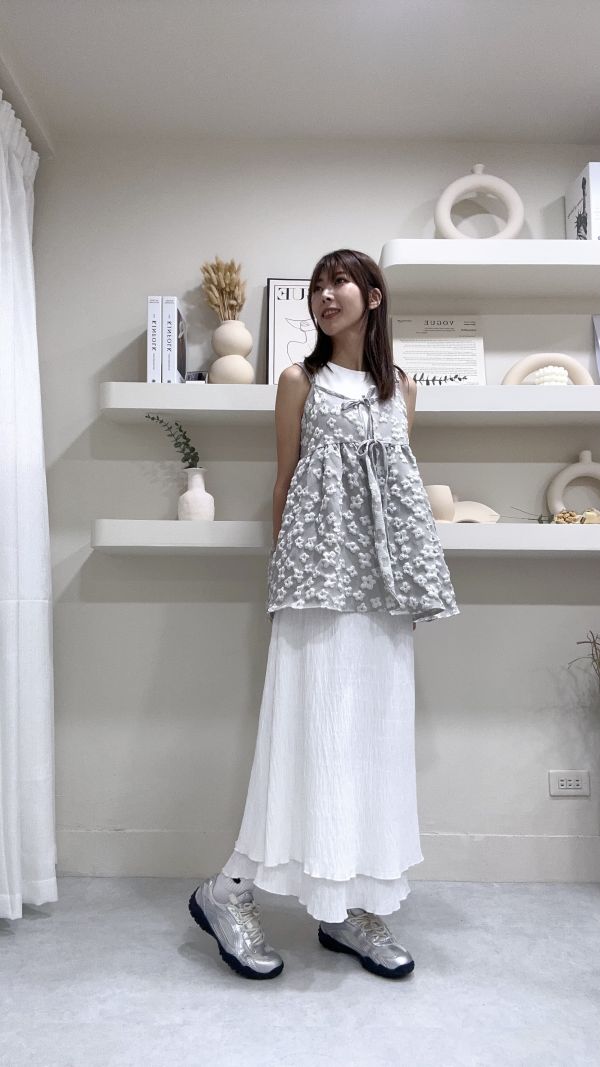 假跨寬救星半身裙 白 杏 黑 
