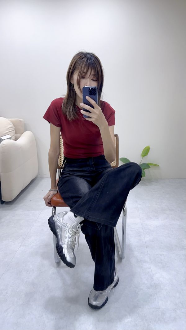 大腿友善彈力刷色喇叭褲(S~XL) 