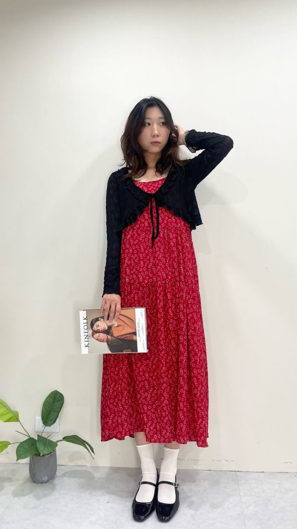 出遊約會花花洋裝 藍/紅/黑 