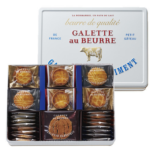 GALETTE au BEURRE A.O.P.綜合餅乾47入鐵盒 GALETTE au BEURRE,布列塔尼酥餅,法式奶油酥餅,兔瑪星日本選物店