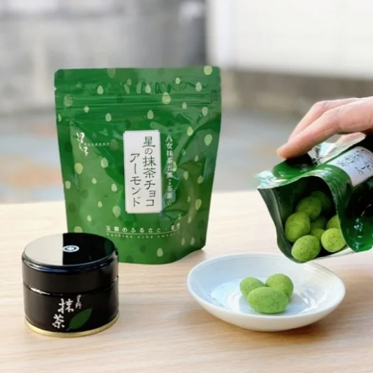 【12月~4月限定】星野製茶園 八女抹茶巧克力杏仁 星野製茶園,八女抹茶巧克力杏仁,兔瑪星日本選物店
