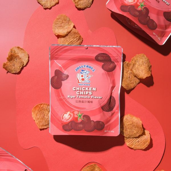 【喜翻 JOLLYROLL】Chips！雞肉洋芋片-完熟茄汁風味 40g 喜翻, JOLLYROLL, 狗狗洋芋片, 寵物洋芋片, 狗狗零食, 雞肉零食, 完熟茄汁風味, 酥脆零食, 人食等級, 無防腐劑, 常溫保存, 狗狗獎勵, 毛孩零食, 寵物點心, 狗狗小點, comfort food for dogs, lepone, 樂芃, dog chips, chicken snack for dogs, pumpkin soup flavor