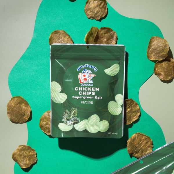 【喜翻 JOLLYROLL】Chips！雞肉洋芋片-羽衣甘藍 40g 喜翻, JOLLYROLL, 狗狗洋芋片, 寵物洋芋片, 狗狗零食, 雞肉零食, 羽衣甘藍, 酥脆零食, 人食等級, 無防腐劑, 常溫保存, 狗狗獎勵, 毛孩零食, 寵物點心, 狗狗小點, comfort food for dogs, lepone, 樂芃, dog chips, chicken snack for dogs, pumpkin soup flavor