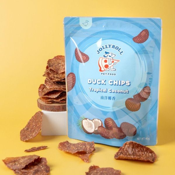 【喜翻 JOLLYROLL】Chips！鴨肉洋芋片-南洋椰香 40g 喜翻, JOLLYROLL, 鴨肉洋芋片, 南洋椰香, Chips, 寵物脆片, 狗狗零食, 洋芋片, 小包裝點心, 無調味, 無色素, 外出點心, 脆片零食, 常溫保存, duck chips, pet snack, lepone, 樂芃