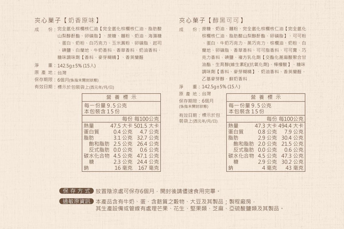 夾心菓子商品規格