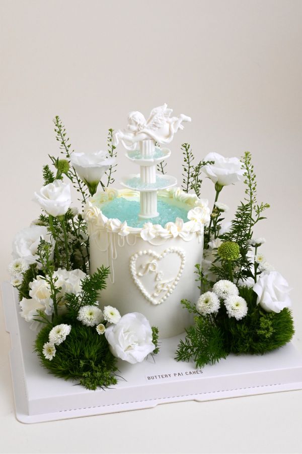 許願池 - 夏 鮮花蛋糕 許願池蛋糕 結婚蛋糕 婚禮 仙女蛋糕 送女生 氣質蛋糕