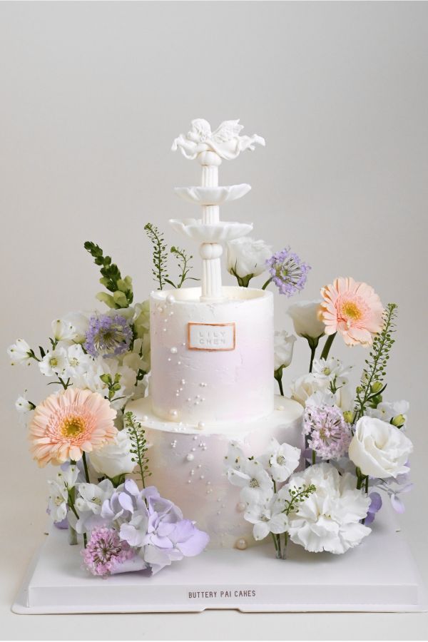 許願池 - 春 鮮花蛋糕 許願池蛋糕 結婚蛋糕 婚禮 仙女蛋糕 送女生 氣質蛋糕