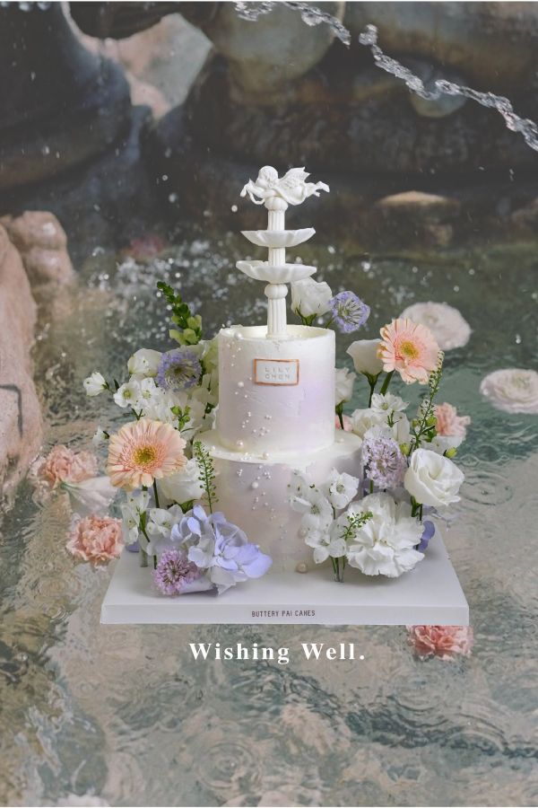 許願池 - 春 鮮花蛋糕 許願池蛋糕 結婚蛋糕 婚禮 仙女蛋糕 送女生 氣質蛋糕