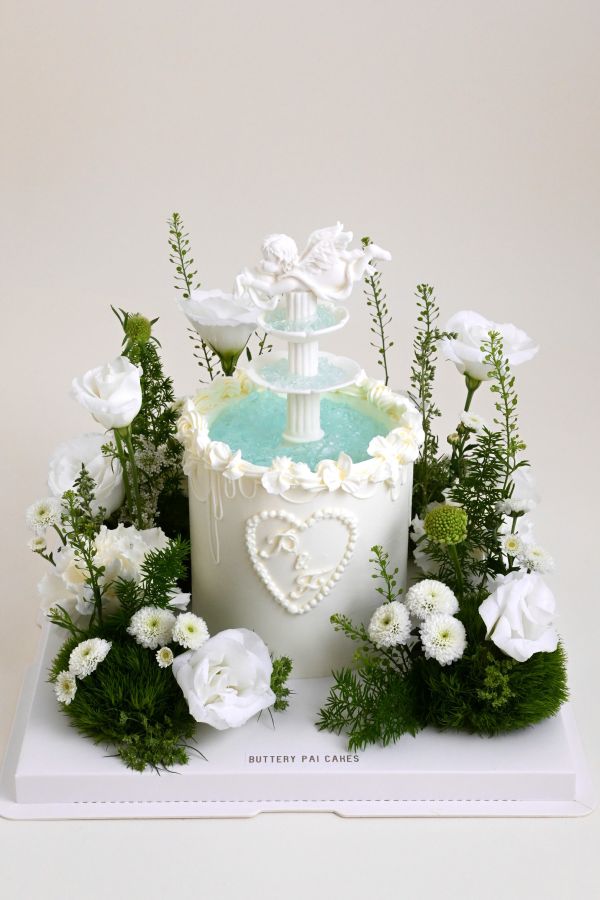 許願池 - 夏 鮮花蛋糕 許願池蛋糕 結婚蛋糕 婚禮 仙女蛋糕 送女生 氣質蛋糕