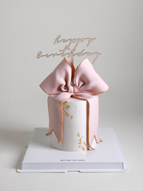 立體翻糖大蝴蝶結-粉色 造型蛋糕 蝴蝶結蛋糕 女生