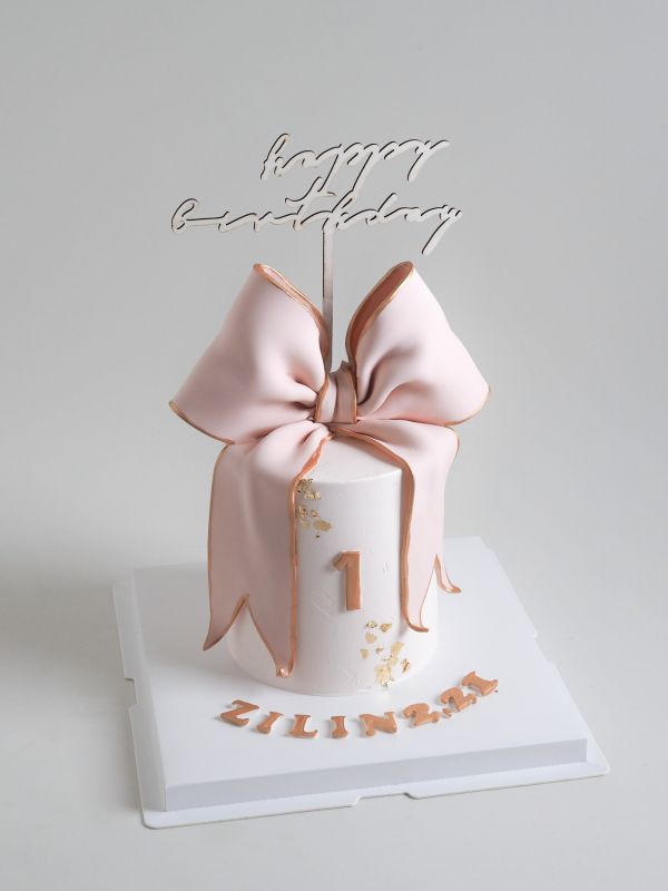 立體翻糖大蝴蝶結-粉色 造型蛋糕 蝴蝶結蛋糕 女生