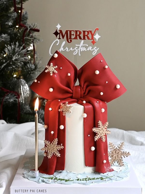 Christmas present 聖誕節、聖誕節蛋糕、蝴蝶結、送女生蛋糕