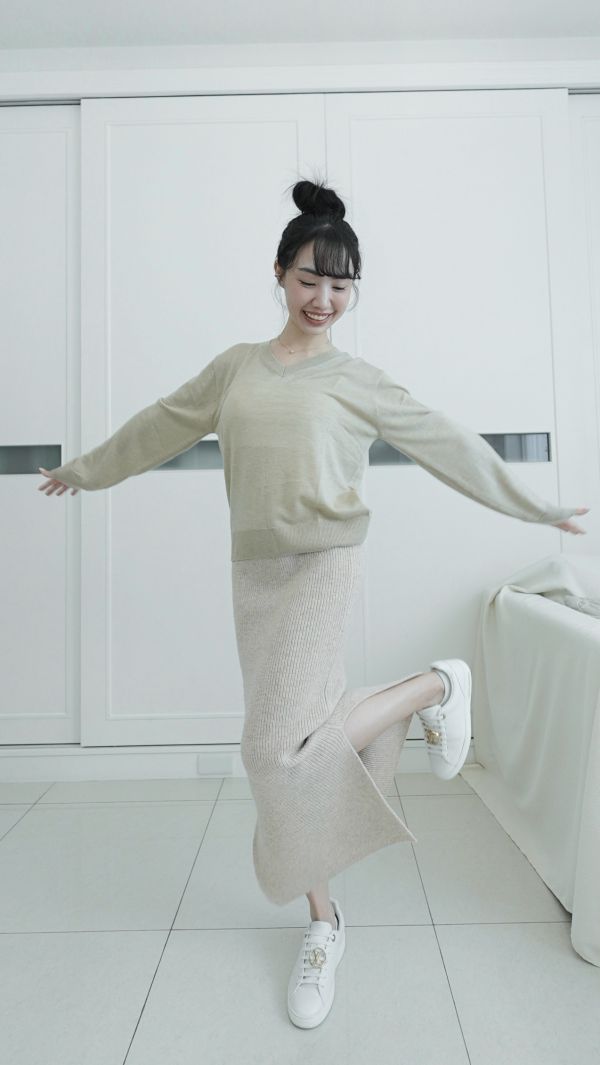 (現貨)韓國製-經典百搭羊毛長裙（淡奶茶） 