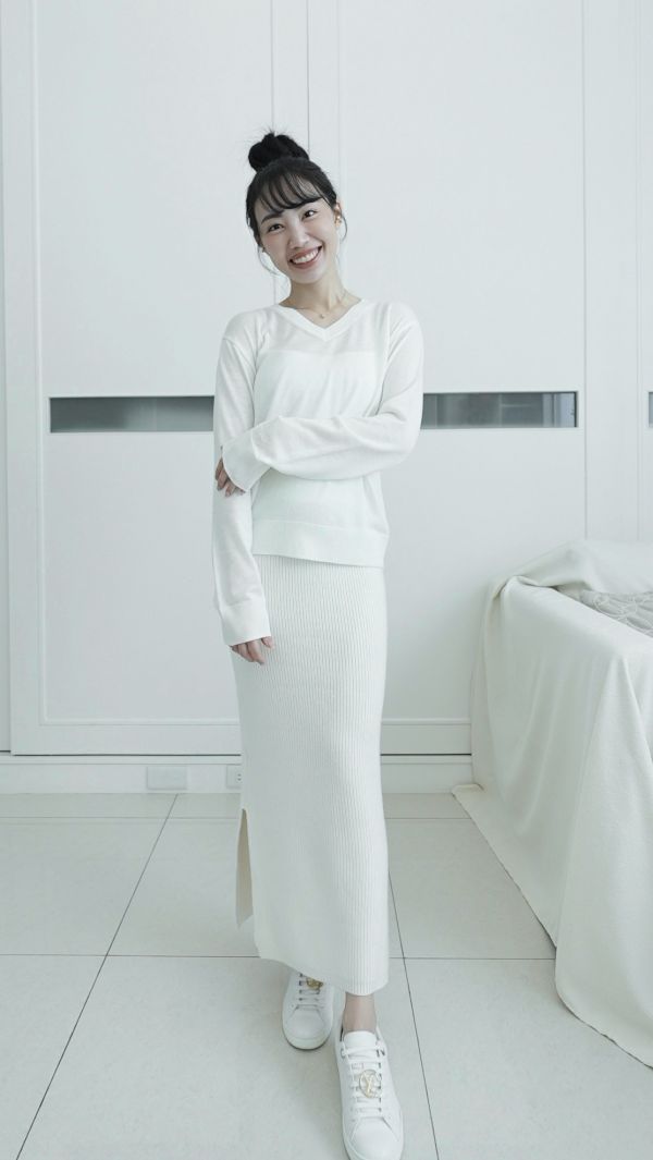 (現貨)韓國製-經典百搭羊毛長裙（白） 