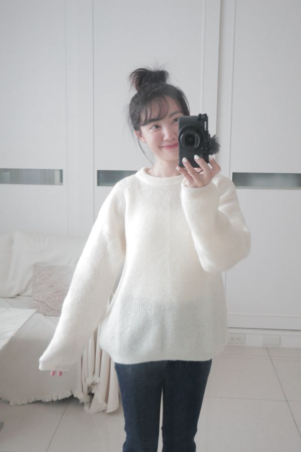 韓國製-高級海馬毛百搭上衣（白） 