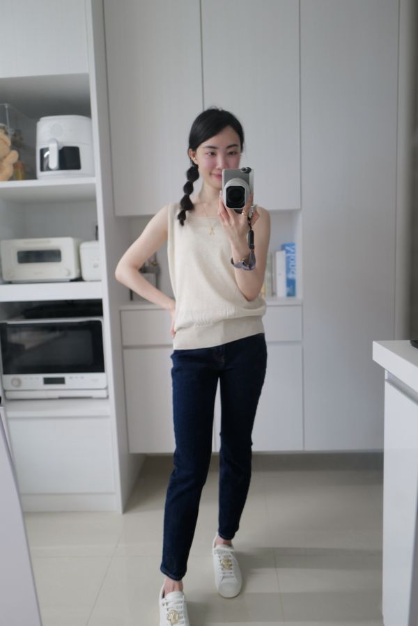 現貨-韓國製-簡約質感亞麻背心（杏色） 
